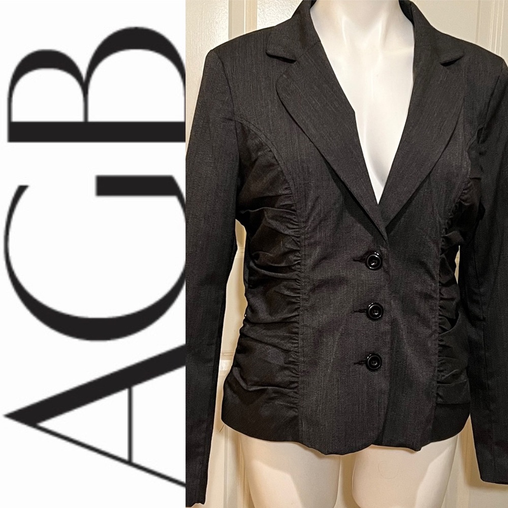 AGB Charcoal Gray Long Sleeve Blazer Jacket Size 14 EUC
